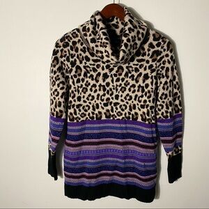 Carlisle Collection Merino Wool Leopard Print Sweater Size Small
